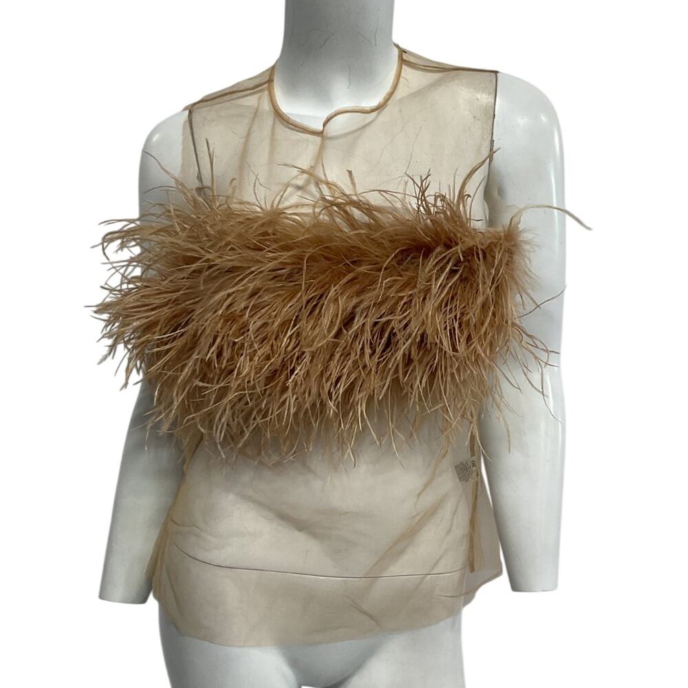 The Bar Feathered Champagne Marcel Top Size L - Picture 2 of 5
